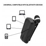 Wholesale Retractable Clip On Bluetooth Headset Earbud (Black)